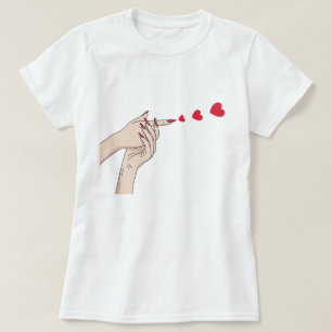 T-shirt Étaler l'amour, le doigt coeur ligne d'arme
