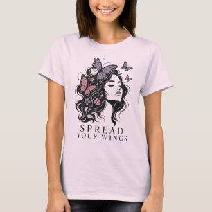 T-shirt Étalez Vos Ailes Femme Papillon Portrait Floral
