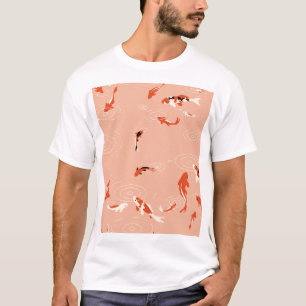 T-shirt Etang de poissons Koi, motif sans soudure.