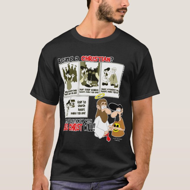 T-shirt Étant une chrétienne (sépia) (Devant)