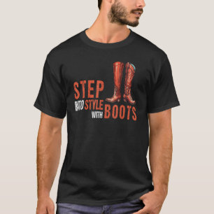 T-shirt Étape Dans Le Style Avec Bottes Knee High Shoote C