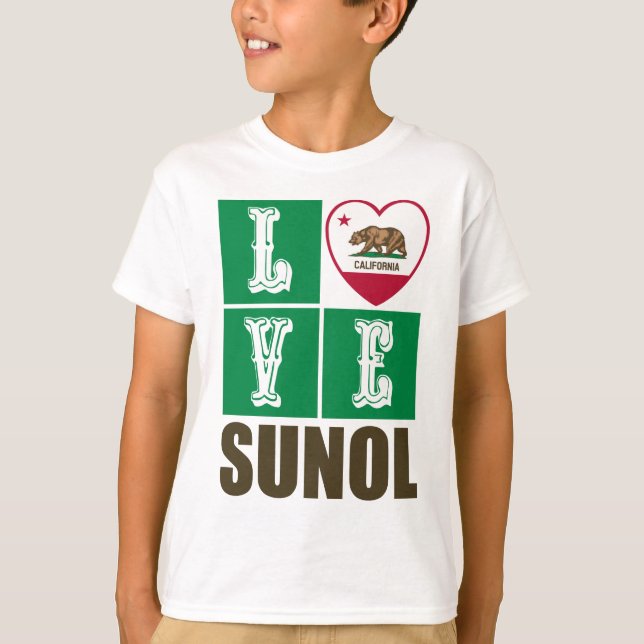 T-shirt État de Californie Drapeau Coeur Sunol (Devant)