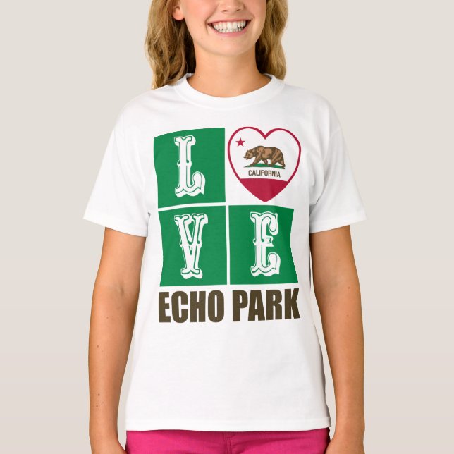 T-shirt Etat de Californie Drapeau Heart Echo Park (Devant)