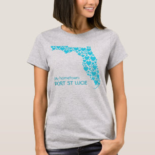 T-shirt État de la Floride Silhouette Coeurs et ville nata
