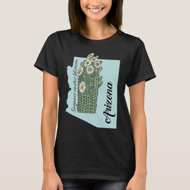 T-shirt État de l'Arizona Fleur Saguaro fleur de cactus (Devant)