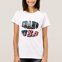 T-shirt État de l'image Idaho et drapeau USA Texte