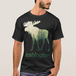 T-shirt État De Washington Moose Forest Tree Hunter Wildl