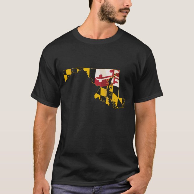 T-shirt État du Maryland avec drapeau du Maryland intégré (Devant)