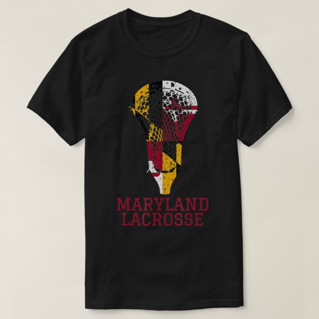 T-shirt Etat du Maryland Drapeau Lacrosse Joueur de l'équi (Design devant)