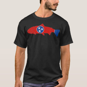 T-shirt État du Tennessee Pêche Drapeau Truite Vintage