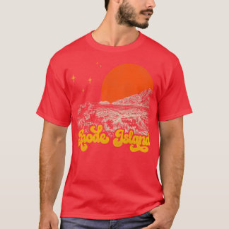 T-shirt État vintage de l'île Rhode Mid Century Détresse