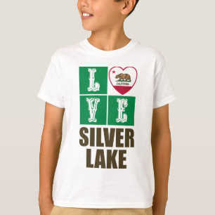 T-shirt États de Californie Drapeau Heart Silver Lake