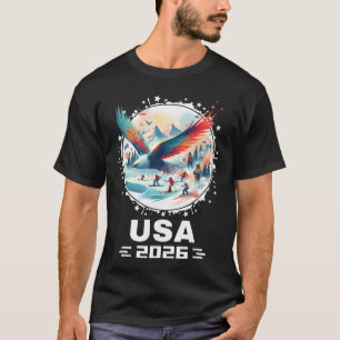 T-shirt États-Unis 2026 Allez États-Unis Sport d'hiver USA