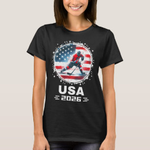 T-shirt États-Unis 2026 Drapeau Américain Hockey Usa _1