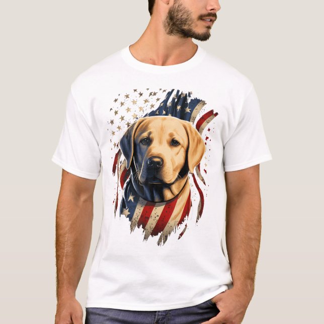 T-shirt États-Unis 4 juillet Patriotique Jaune Amérique La (Devant)