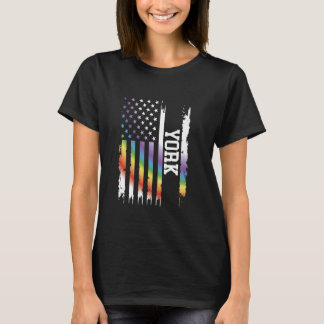 T-shirt États-Unis Arc-en-ciel déprimé avec drapeau améric