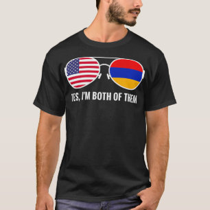 T-shirt Etats-Unis Arménie Drapeau Lunettes de soleil Armé