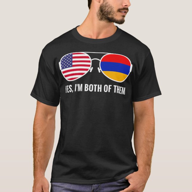 T-shirt Etats-Unis Arménie Drapeau Lunettes de soleil Armé (Devant)