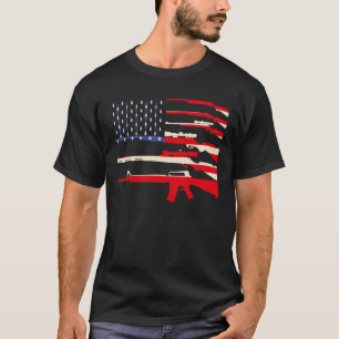 T-shirt Etats-Unis Armes à Drapeau Armes à Fusils 2A Amend