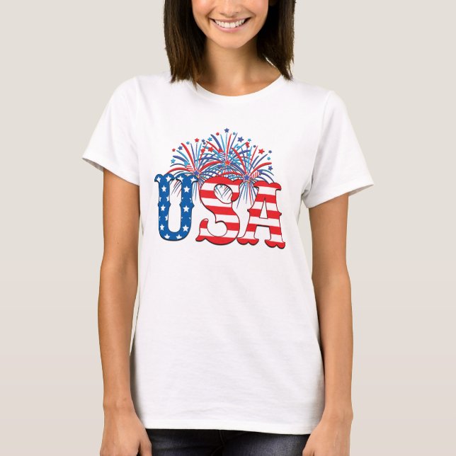 T-shirt États-Unis avec feux d'artifice (Devant)