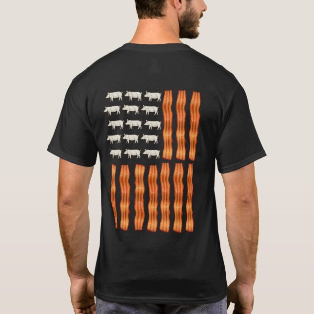 T-shirt États-Unis Bacon Drapeau de porc Vintage (Dos)