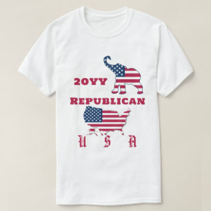 T-shirt États-Unis Carte Parti républicain Eléphant sur l'