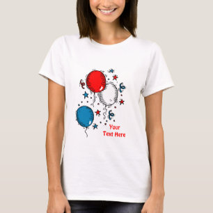 T-shirt États-Unis-Célébrer les Ballons Bleus Blancs Rouge