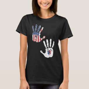T-shirt États-Unis Corée du Sud Drapeau à la main Fiers Co