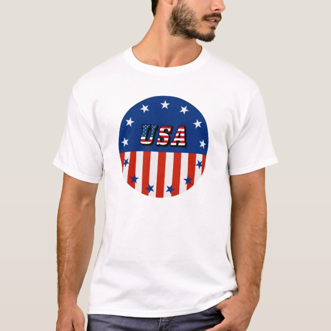 T-shirt États-Unis - Drapeau américain et étoiles dans le  (Devant)