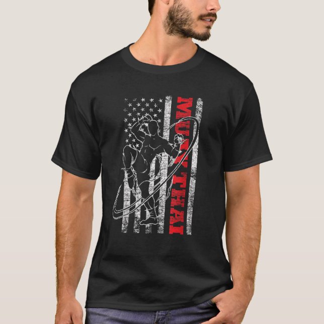 T-shirt États-Unis Drapeau Athlète Muay Thai T Shirt (Devant)