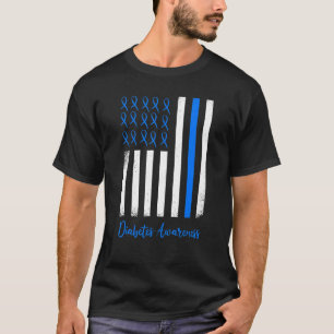 T-shirt États-Unis Drapeau Bleu Diabète Type 1 Sensibilisa