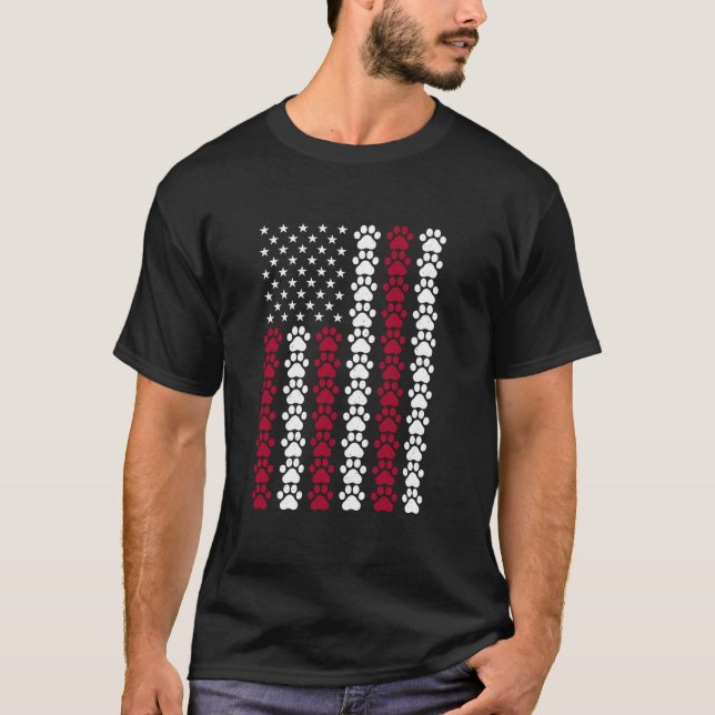 T-shirt États-Unis Drapeau Chats patte Distressed Drapeau  (Devant)