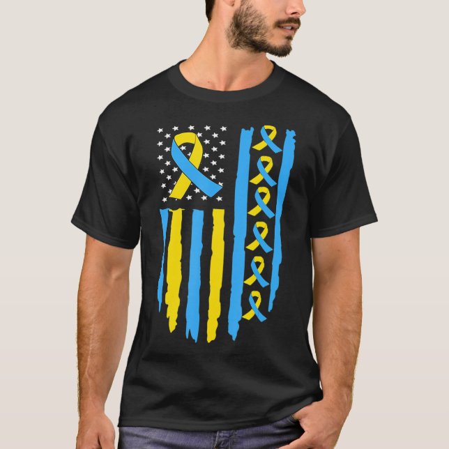 T-shirt Etats-Unis Drapeau du syndrome Sensibilisation des (Devant)