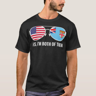 T-shirt États-Unis Drapeau Fidji lunettes de soleil Fijian
