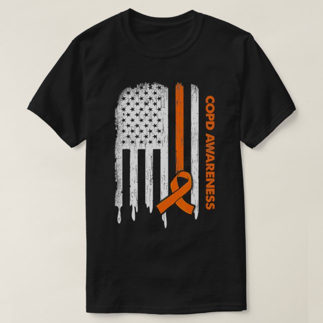 T-shirt États-Unis Drapeau Orange Ribbon Sensibilisation à (Design devant)