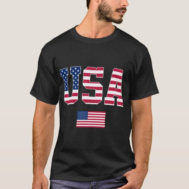 T-shirt États-Unis Drapeau Patriotique 4 juillet Amérique (Devant)