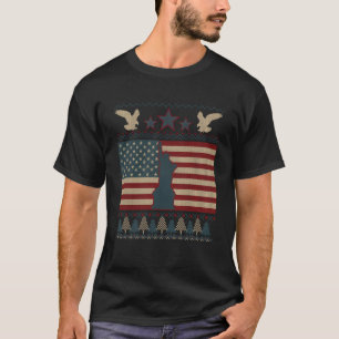 T-shirt États-Unis Drapeau Patriotique laide de Noël Aigle