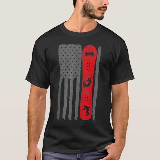 T-shirt Etats-Unis Drapeau Snowboard Snowboardeur dévêtu _ (Devant)