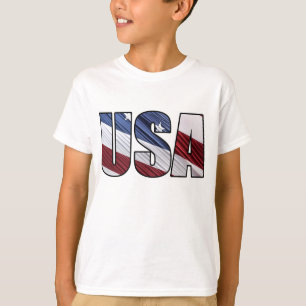 T-shirt États-Unis en rouge blanc et bleu drapeau patrioti