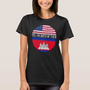 T-shirt États-Unis et Cambodge drapeaux Vintages Oui Je su