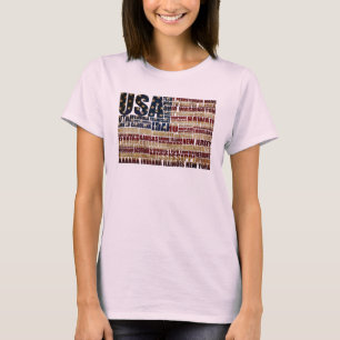T-shirt États-Unis et leurs États fédéraux en étoiles et r