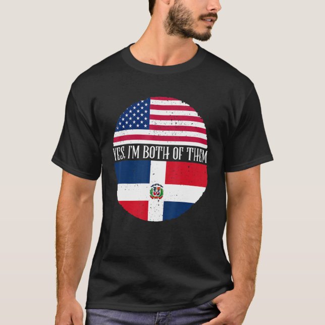 T-shirt Etats-Unis et République Dominicaine Drapeaux Oui  (Devant)