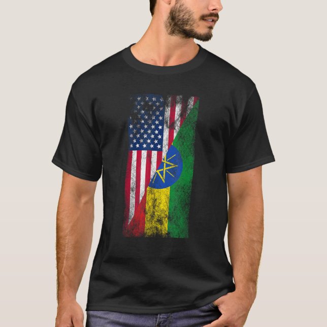 T-shirt États-Unis Éthiopie drapeaux États-Unis d'Amérique (Devant)