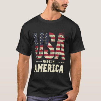 T-shirt Etats-Unis Fabriqué en Amérique détendu Drapeau am