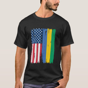 T-shirt États-Unis Gabon Semi-American Flag Roots