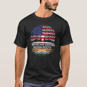 T-shirt Etats-Unis & Inde Drapeaux American Gros Racines I