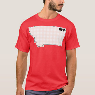 T-shirt États-Unis Montana plaid rose