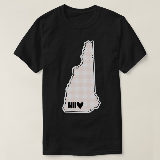 T-shirt États-Unis New Hampshire rose plaid (Design devant)