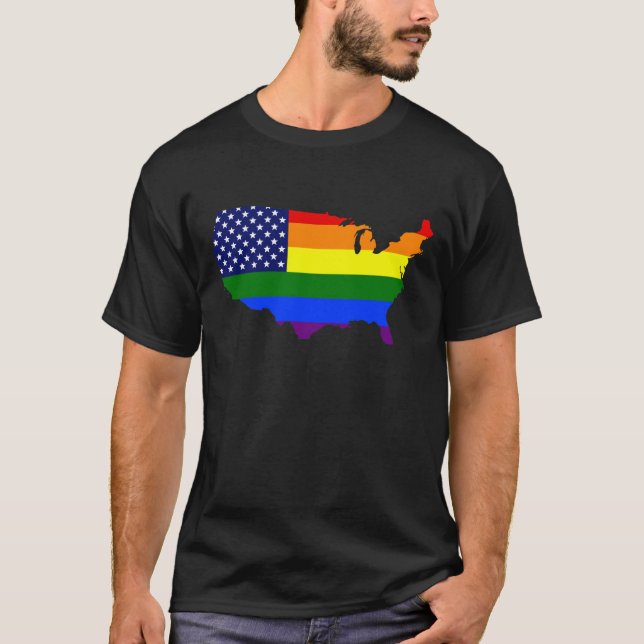 T-SHIRT ETATS-UNIS PERSONNALISABLES DE L'ÉGALITÉ RAINBOW U (Devant)