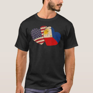 T-shirt États-Unis Philippines Flag Coeur Valentines Day F
